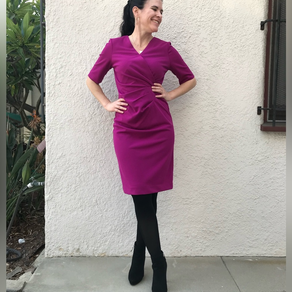 TAHARI Fuchsia Midi Dress Size 4